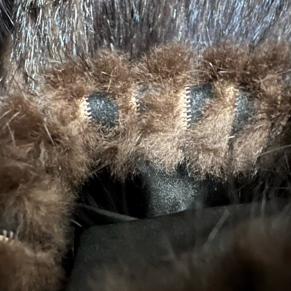 Vintage Mahogany Mink Fully Let Out Bomber Jacket Size 12-14 L XL Silk Lining - Picture 15 of 17